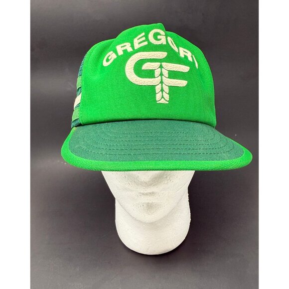 Vtg Gregory GF 3 Striped Snapback Trucker Hat Green Cap USA Made READ - Picture 1 of 6